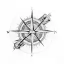 Black and white Compass tattoo design idea