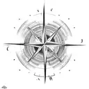 Black and white Compass tattoo design idea