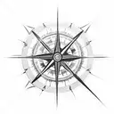 Black and white Compass tattoo design idea