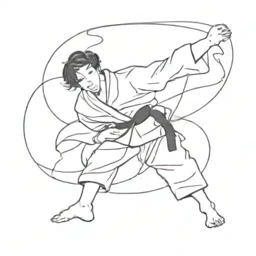 minimalist, fine line, representing judo and its moral code, for women, no cliché, no outline tattoo design idea
