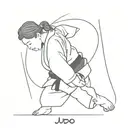 minimalist, thin line, representing judo and its moral code, for women, no cliché, no outline, simple tattoo design idea