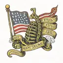 1776 flag with don't tread on me and we the people tattoo design idea