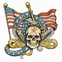 1776 flag with don't tread on me and we the people tattoo design idea