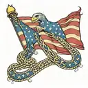 1776 flag with don't tread on me and we the people tattoo design idea