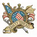 1776 flag with don't tread on me and we the people tattoo design idea