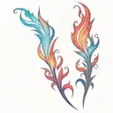 flame tattoo design for man  burning hot raging flame single flame multi colour colourful slim tall tribal symbol tattoo design idea