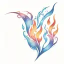 flame tattoo design for man  burning hot raging flame single flame multi colour colourful slim tall tribal symbol tattoo design idea