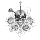 Grim Reaper with roses and a clock tattoo design idea