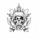 Grim Reaper with roses and a clock tattoo design idea