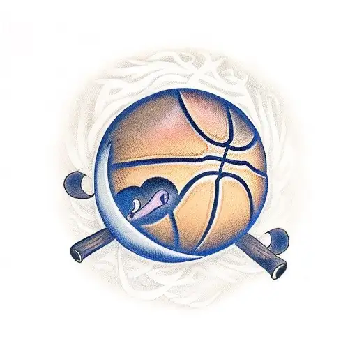 A traditional tattoo showcasing a basketball surrounded by animals native to Seattle tattoo design idea