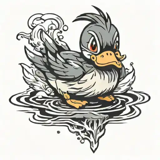 angry duck  tattoo design idea