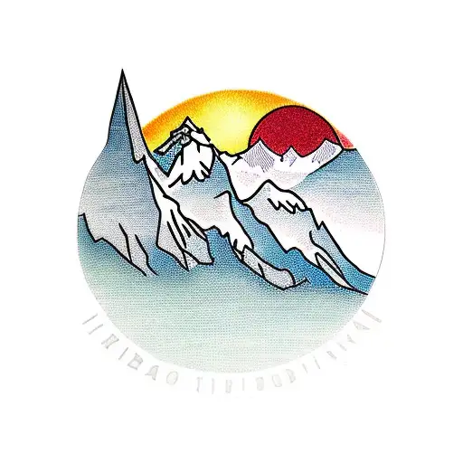 Tattoo including various things of nepal like mt everest ,rhododendron , trees ,nature etc tattoo design idea