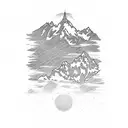 Tattoo including various things of nepal like mt everest ,rhododendron , trees ,nature etc tattoo design idea