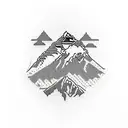 Tattoo including various things of nepal like mt everest ,rhododendron , trees ,nature etc tattoo design idea