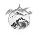 Tattoo including various things of nepal like mt everest ,rhododendron , trees ,nature etc tattoo design idea
