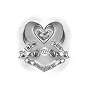 A tattoo design that features a heart-shaped emblem with the words 'mom,' 'dad,' and 'brother' intertwined, representing the client's deep love and connection to their family. tattoo design idea