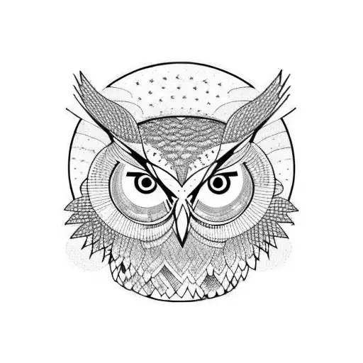 owl with forest and a bear tattoo design idea