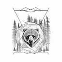 Forest with bear tattoo design idea