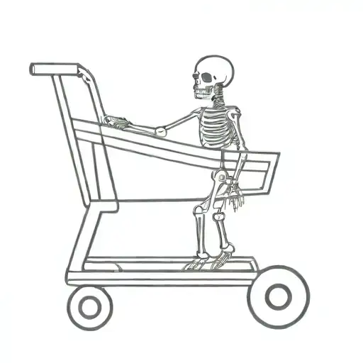 shopping cart with skeleton in it  tattoo design idea