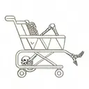 shopping cart with skeleton in it  tattoo design idea