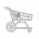 shopping cart with skeleton in it  tattoo design idea