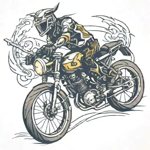 a lancer rinding a bike racing tattoo design idea