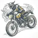 a lancer rinding a bike racing tattoo design idea