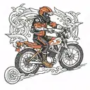 a lancer rinding a bike racing tattoo design idea