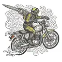 a lancer rinding a bike racing tattoo design idea