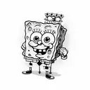 spongebob with patrick holding a beer  tattoo design idea