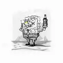 spongebob with patrick holding a beer  tattoo design idea