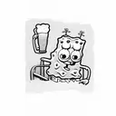 spongebob with patrick holding a beer  tattoo design idea