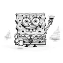 spongebob with patrick holding a beer  tattoo design idea