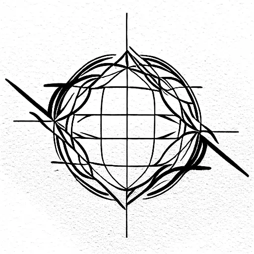 Wind rose with globe and sea turtle tattoo design idea