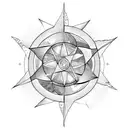 Wind rose with globe and sea turtle tattoo design idea