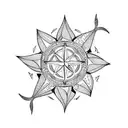 Wind rose with globe and sea turtle tattoo design idea