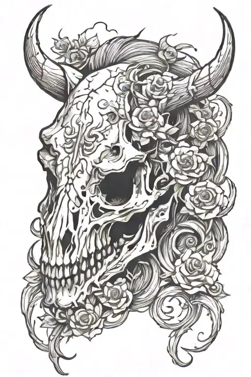 horse skull tattoo design idea