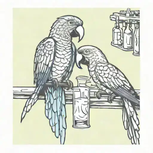 parrots drinking at a bar tattoo design idea