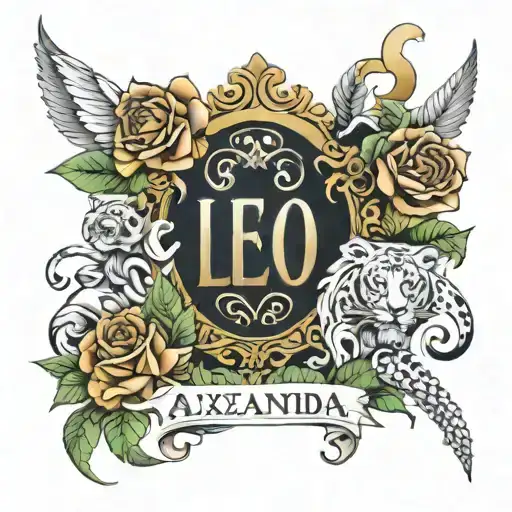 names Alexandra, Leo tattoo design idea
