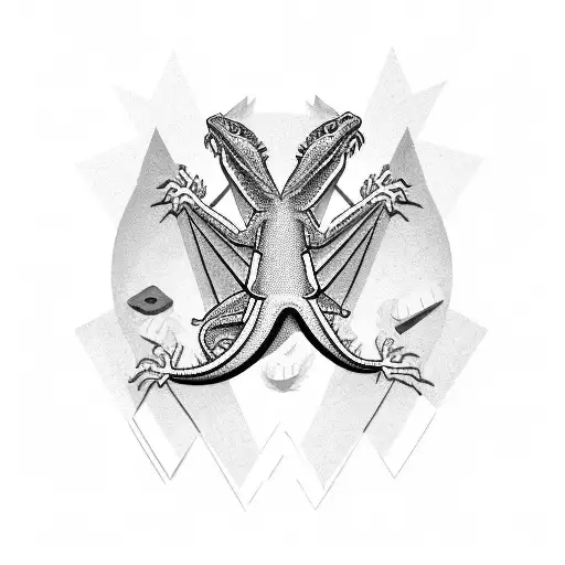 Lizard tattoo in 80s rocker style tattoo design idea