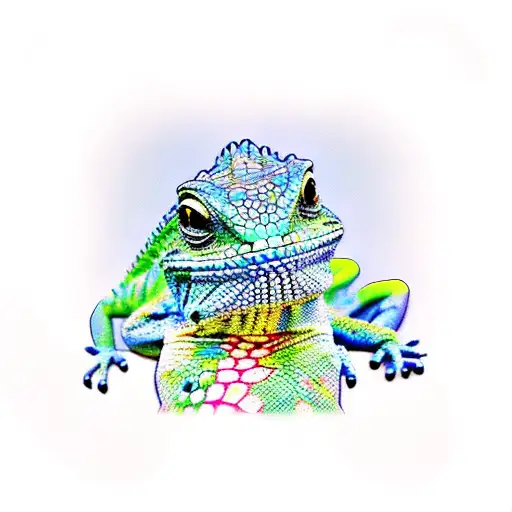 Lizard tattoo in 80s rocker style tattoo design idea