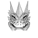 Lizard on a skull in 80s rocker style tattoo design idea