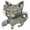 maneki neko on neck tattoo tattoo design idea