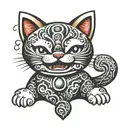 maneki neko on neck tattoo tattoo design idea