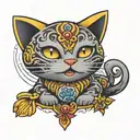 maneki neko on neck tattoo tattoo design idea