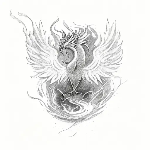 Sketch A Phoenix Rising From The Ashes Tattoo Idea Blackink Ai