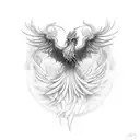 A phoenix rising from the ashes, surrounded by delicate smoke tendrils tattoo design idea