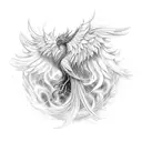 A phoenix rising from the ashes, surrounded by delicate smoke tendrils tattoo design idea