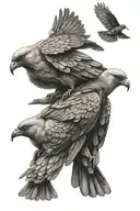 st Anthony 3 doves and a raven flying tattoo design idea