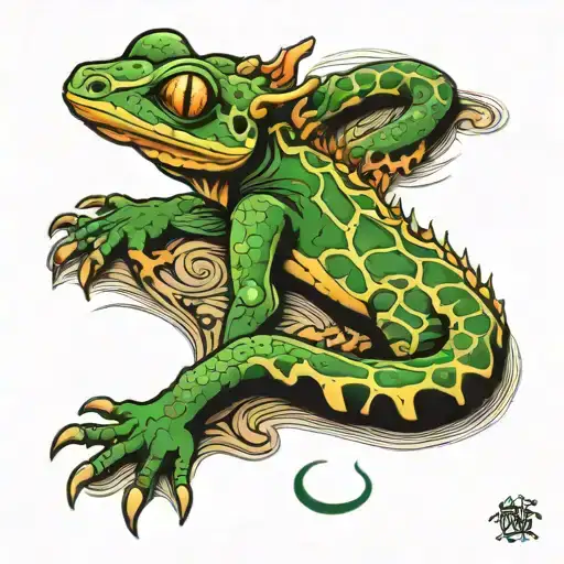 gecko crawling tattoo design idea